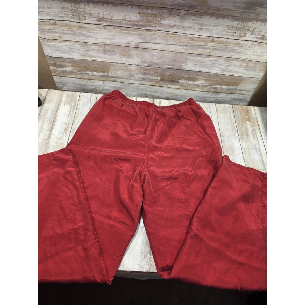 Out Brook Womens Vintage Red 100% Silk Quilted Jacket and Pants Tracksuit Set M - Picture 7 of 9